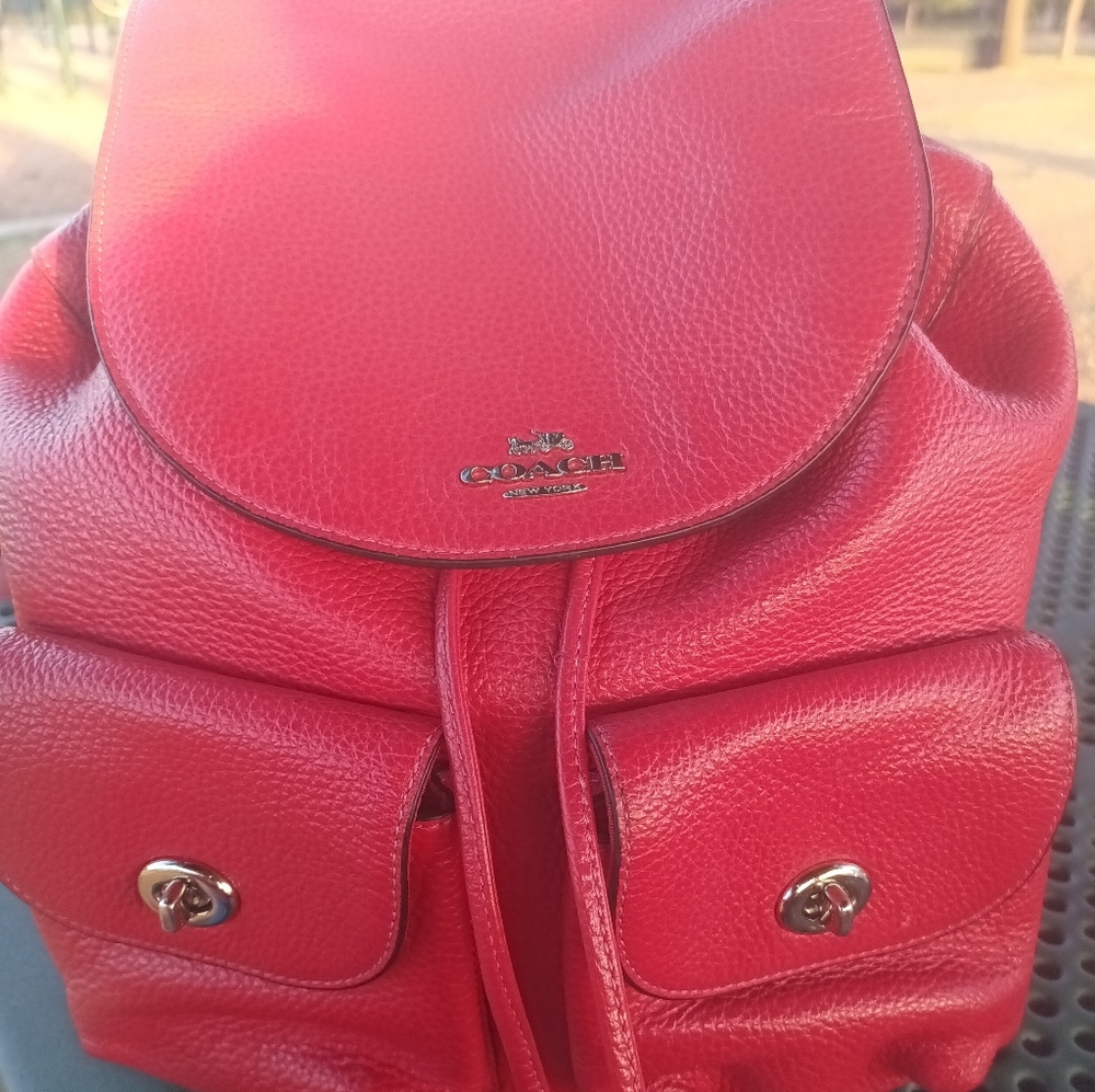 Red coach backpack